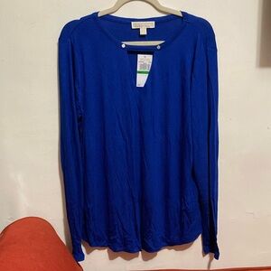 Michael KORS Long Sleeve Royal Blue TEE Shirt Large